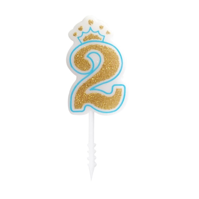 pitrice Golden Glitter Number Candle Birthday Cake Party Wedding Pie Decoration Kids Gift, Type 2
