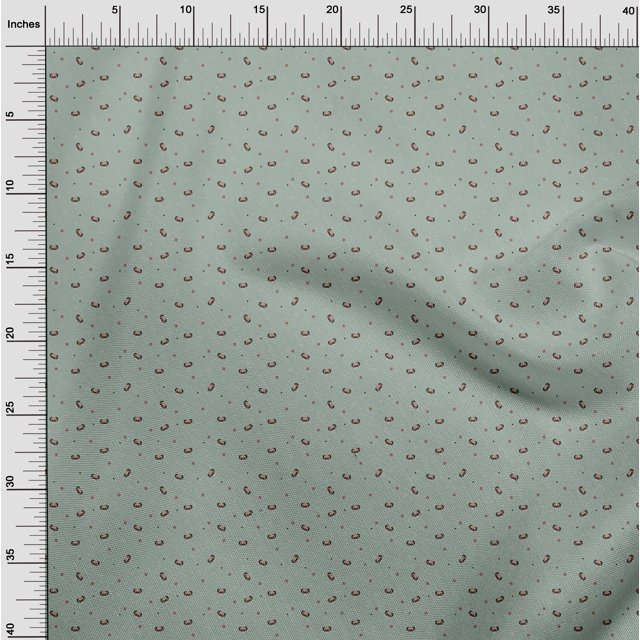oneOone Viscose Chiffon Fabric Dot & Face Dog Print Fabric BTY 42 Inch Wide