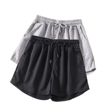 AherBiu 2pc Sweat Shorts Women Elastic Waist Workout Lounge Shorts Athletic Running Gym Short with Pockets