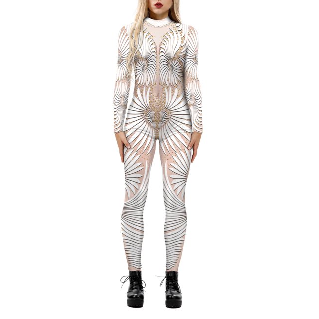 Kcodviy Combinaison pour Femmes Squelette Robot 3D à Manches Courtes Pantalon Ensembles pour Femmes Impression Justaucorps Fermeture Éclair au Dos Grande Taille Combinaison pour Femmes Halloween Justaucorps Corps Complet