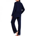 thumbnail image 3 of Pyjama pour Femmes à Col en V, Manches Longues, Pantalon, Violet, TG, 3 of 7