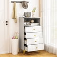 thumbnail image 2 of Gymax 2 Pcs Commode à 4 Tiroirs 44,5 Pieds' de Hauteur Commode Commode avec Porte en Verre Cannelé Relevable, 2 of 10