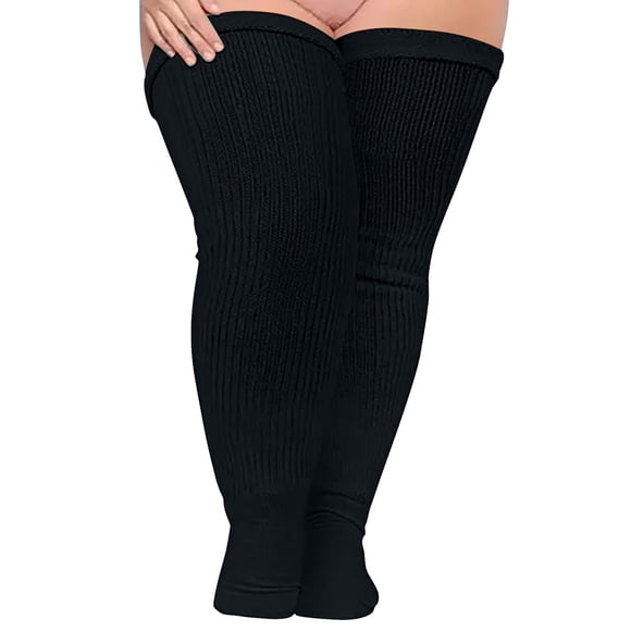 FhsagQ Socks Socks for Women Socks Women Soild Plus Size over Knee Cotton Socks Extra Long Extra Thick Thigh Socks Tall Socks Women's Socks Nightwear Womens Socks Black A
