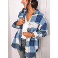 thumbnail image 2 of ORUYROP Womens Long Sleeve Plaid Shirts Flannel Lapel Button Down Shacket Jacket Coats, 2 of 5