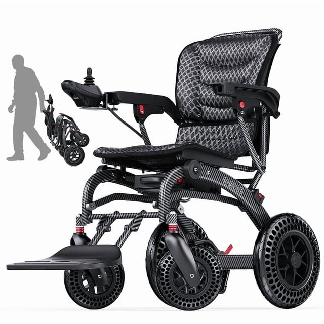 Lightweight Electric Wheelchair for Adults – Foldable Motorized Wheelchair with Ergonomic Seat & Backrest, 30 Mile Range, 24AH/500W Motors, All Terrain Power Wheelchair for Seniors (B20-24AH)