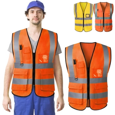 Vaidha Gilet de Sécurité pour Homme, Vêtements de Travail de Protection Haute Visibilité, Ceinture de Travail Extérieure, Bande Réfléchissante