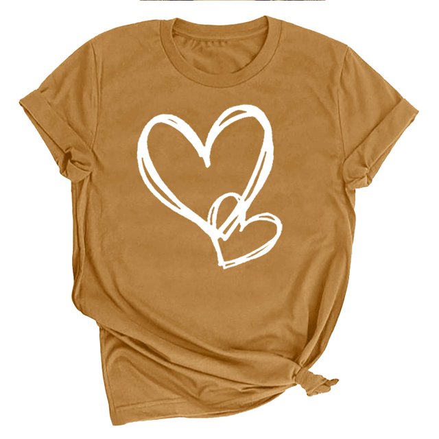 LSLJS T-shirt Imprimé « Lover Love » pour Femme à Col Rond, Manches Courtes, Haut, Cadeaux pour Femmes