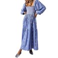 thumbnail image 2 of WIFORNT Robe Longue pour Femmes, Robe à Manches Longues à Encolure Carrée avec Broderie Florale, Robe Ample Évasée, 2 of 6