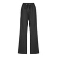 thumbnail image 3 of Timegard Womens Cotton Linen Pants Elastic Waisted Drawstring Straight Leg Solid Color Casual Pants, 3 of 5