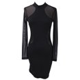 thumbnail image 4 of Womens Bandage Bodycon Mesh Dress Long Sleeve Evening Party Mini Dress, 4 of 6