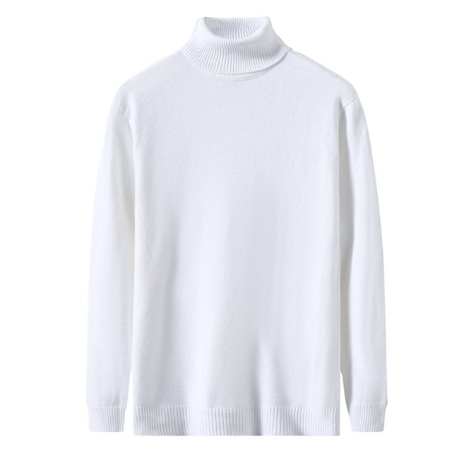 Chandail à Col Roulé pour Homme Coupe Régulière Basique Manches Longues T-Shirts Couleur Unie Tricot d'Automne Chandail Décontracté