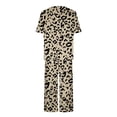 thumbnail image 4 of Mikilon Pyjama Décontracté pour Femmes, Ensemble de Sommeil Mode Imprimé à Manches Courtes, Pantalon Capri, 2 Pcs, Col Rond, Tenue de Détente Décontractée avec Poches, Ensemble 2 Pcs, Brun, P, 4 of 8