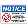 thumbnail image 1 of OSHA Notice Sign - No Cell Phones Allowed In Work | Rigid Plastic Sign | Protect Your Business, Construction Site, Warehouse & Shop Area |  Made in the USA, 14" X 10" Rigid Plastic, 1 of 1