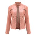 thumbnail image 5 of Veste de Moto Ajustée en Cuir pour Femmes avec Col Montant, 5 of 5