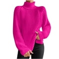thumbnail image 1 of Yuyuzo Womens Winter Fall Sweater Solid Color Turtleneck Cable Knit Long Sleeve Sweaters Pullover Tops, 1 of 6