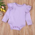 thumbnail image 2 of Newborn Baby Girl Boy Ruffled Long Sleeve Romper Solid Color Casual Bodysuit Spring Fall Clothes, 2 of 6