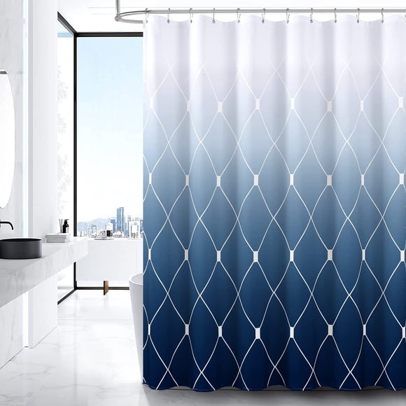 Blue Shower Curtains for Bathroom Blue and White Shower Curtain Geometric Ombre Light Blue and White Shower Curtain with Hooks Navy Blue Bathroom Shower Curtain Dark Blue Indigo Ink Blue 72x72 Inch