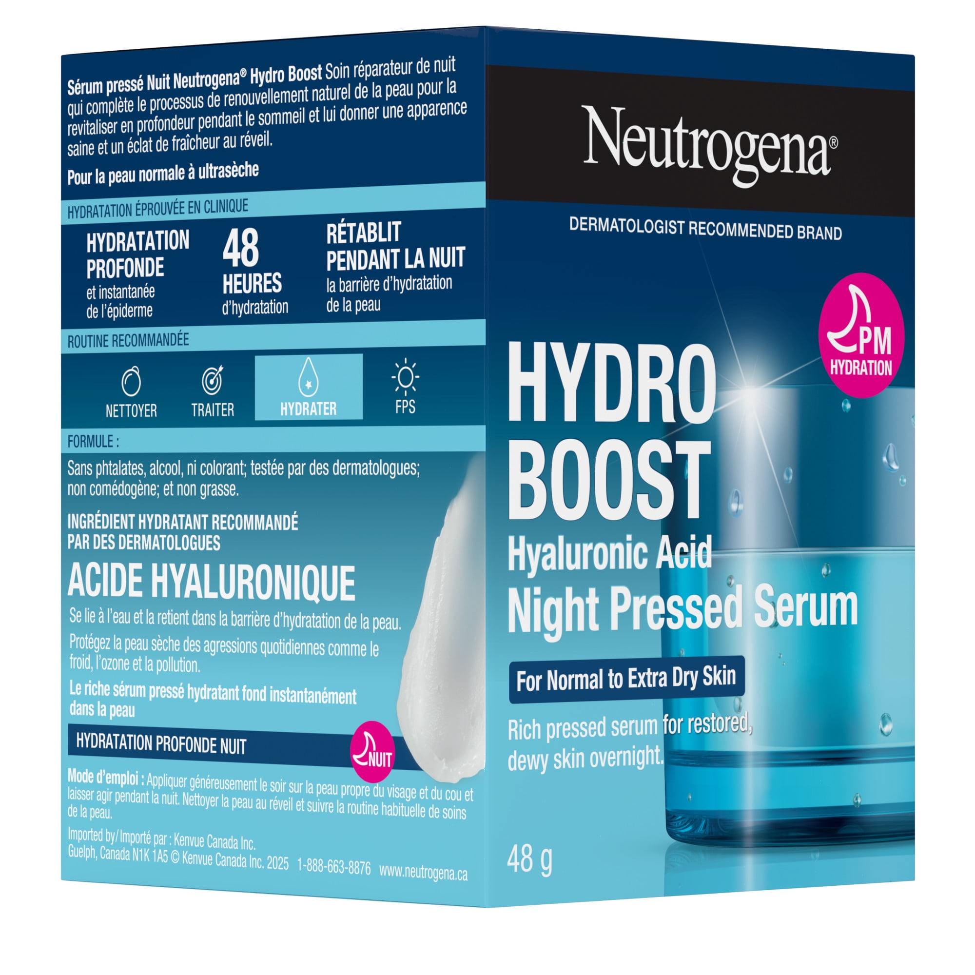 Neutrogena Hydro Boost Night Pressed Face Serum with Purified Hyaluronic Acid and Antioxidants for Moisturized Skin