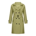 thumbnail image 3 of Soki Women's Long Double-Breasted Trench Coat Fall Winter Jacket with Belt, 3 of 5