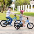 thumbnail image 4 of Costway Vélo pour Enfants 16 Pouces à DEL avec Siège Ajustable, Frein à Rétropédalage, Roues Stabilisatrices, Bleu, Breveté, 4 of 10