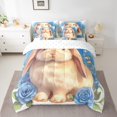 thumbnail image 2 of Lop-Eared Rabbit Bed in a Bag Queen Comforter Set 7 Piece,Red Rose Bedding Sets Romantic Flowers Bed Set,Cute Wild Animal Sheet Set with Comforter, 2 of 6