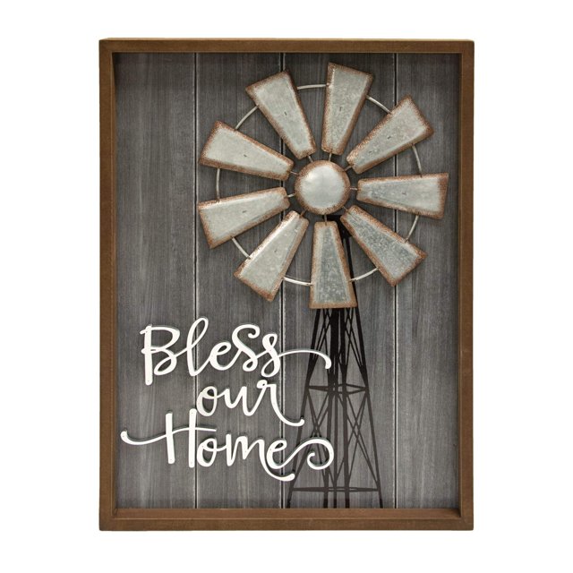 Hearthside Collection The Bless Our Home Windmill Wall Sign