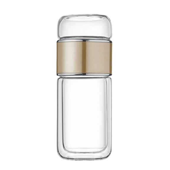Bouteille Infuseur à Thé en Verre, Gobelet à Thé, Bouteille d'Eau Isolée à Double Couche avec Filtre Amovible, Tasse d'Infusion de Thé Portable et Étanche, 1 Unité