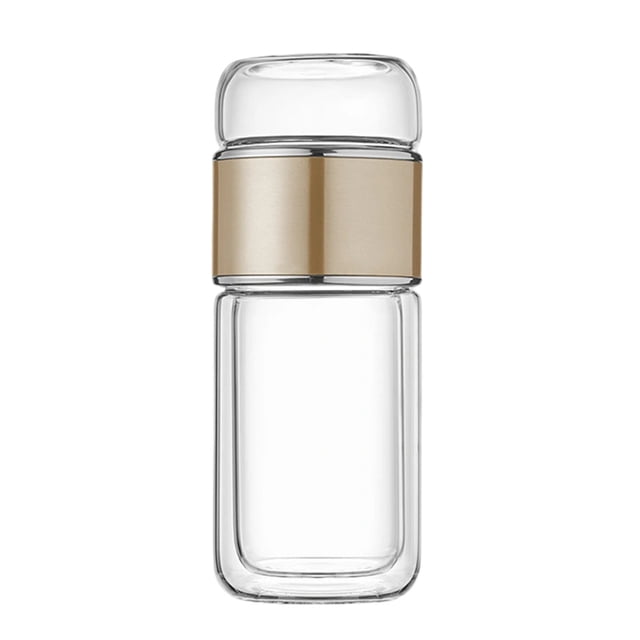 Bouteille en Verre Infuseur à Thé Isolée à Double Paroi / Filtre en Acier Inoxydable 304 / Verre Borosilicaté Résistant à la Chaleur et au Froid / Conception Étanche / Tasse d'Infusion Portable de 16 Oz pour Boissons Chaudes/froides