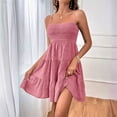 thumbnail image 1 of UPPADA Women's Robe d'Été Trapèze Cami Mini Robe Sans Manches Évasée Courte Robes Décontractées Mignonnes Robes d'Été Grande Taille Plage Vacances Robes Fluides Boho à Bretelles Spaghetti Robe Décontractée Rose,G, 1 of 3