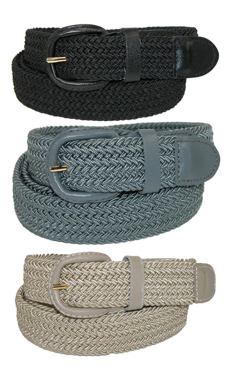 CTM® Ceinture Tressée Élastique Extensible (Lot de 3 Couleurs) (pour Hommes)