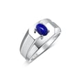 thumbnail image 2 of RYLOS Men's Rings Sterling Silver Ring Classic Solitaire 7X5MM Oval Shape Gemstone Designer Band Lapis September Birthstone Rings For Men Size 11, 2 of 5