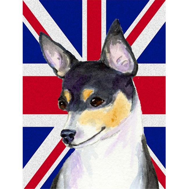 Rat Terrier avec Drapeau Britannique English Union Jack Taille Jardin
