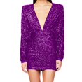 thumbnail image 4 of Pisexur Robes pour Femmes Robe de Cocktail à Col en V Profond Robe de Soirée à Paillettes de Mode Robe de Boîte de Nuit de Fête Tunique Dos Ouvert Robes de Retour à la Maison Robe Élégante pour Invitée de Mariage Robe Midi, 4 of 6