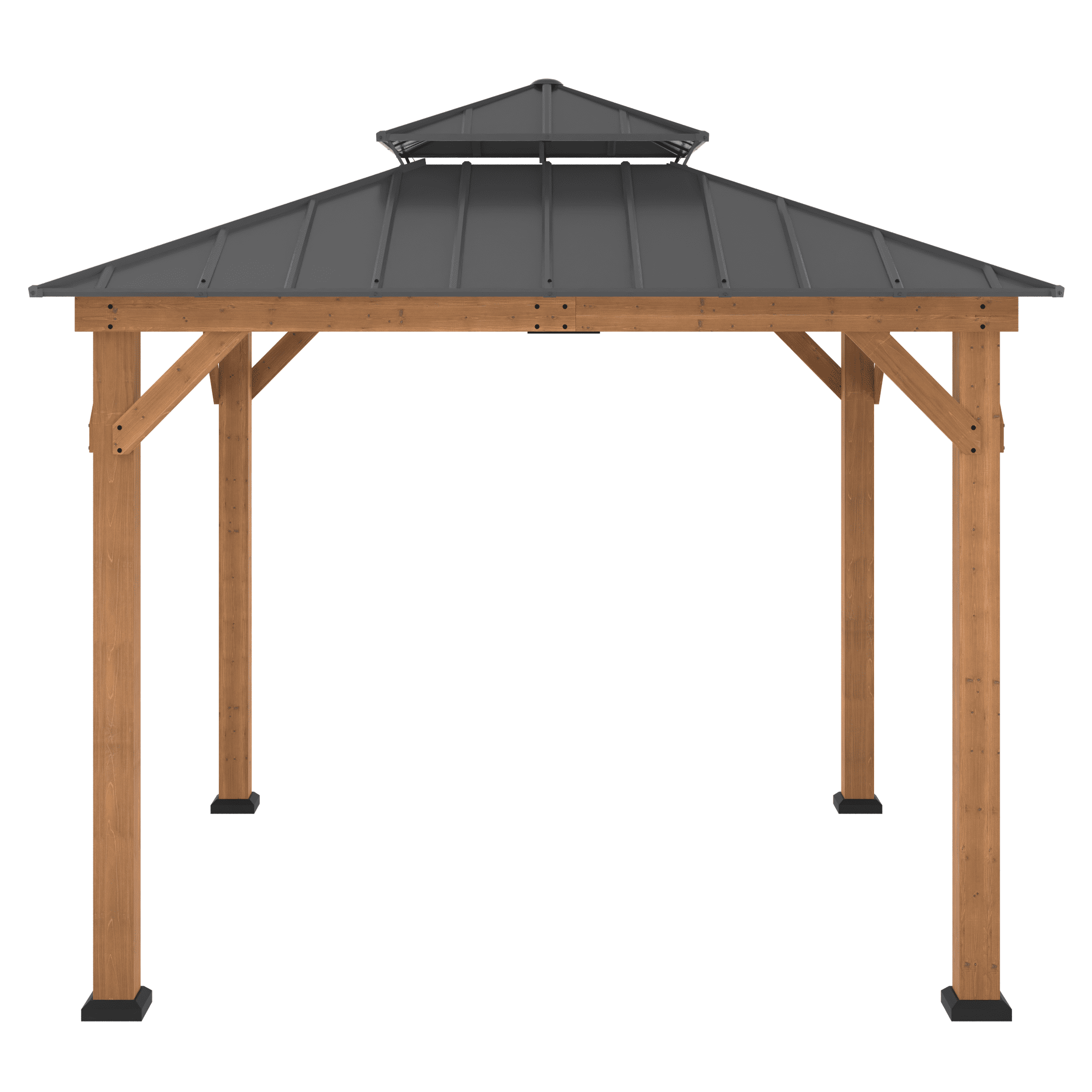 Abri de jardin carré en cèdre à toit rigide HOMETRENDS, 3,3 m x 3,3 m, noir
