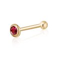 thumbnail image 1 of 14k Yellow Gold Nose Ring with Simulated Ruby Bezel Set Micro Stud Piercing Body, 1 of 6