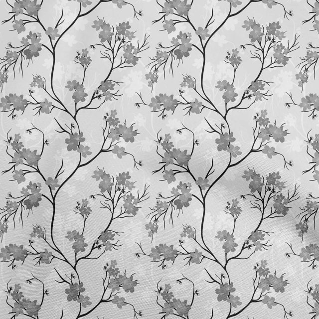oneOone Viscose Chiffon Gray Fabric Floral Sewing Craft Projects Fabric Prints By Yard 42 Inch Wide