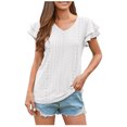 thumbnail image 1 of Birdeem Mode Femmes Été Col en V Uni Manches Courtes Aguichant Haut Blouse, 1 of 6