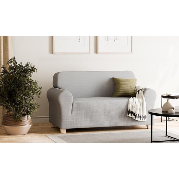 SmartFit Pixel Soft Stretch Loveseat Slipcover, 1-Piece, Gray
