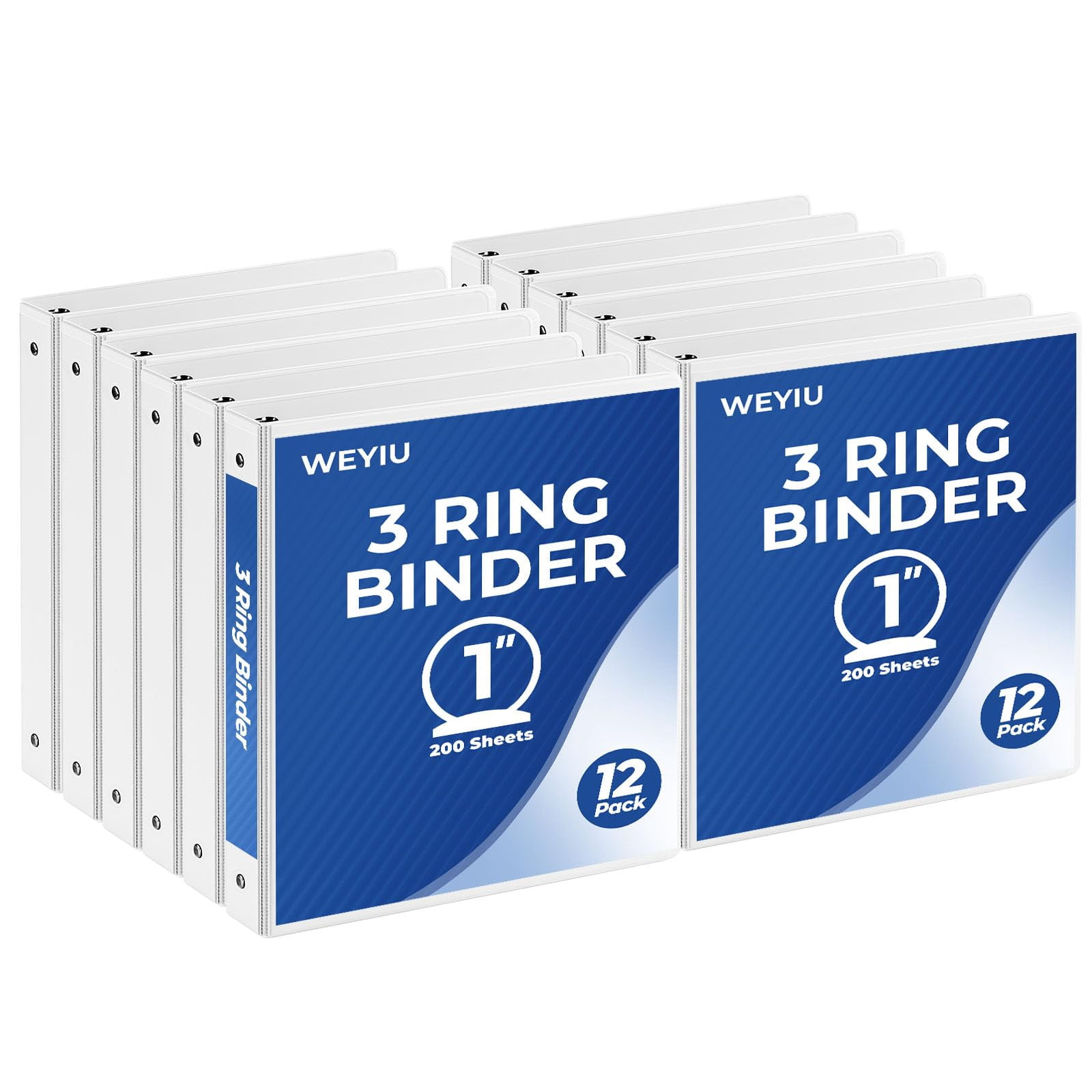 1 inch 3 Ring Binder, 1" Round Ring Binders with 2 Interior Pockets, Basic Binders 1 in, Clear View Cover 1-inch-Binder Holds 8.5'' x 11''Paper for Office/Home/Back to S