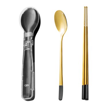 Ensemble de Vaisselle Portable en Acier Inoxydable Deux Pièces Fourchette Cuillère Baguettes Vaisselle