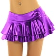 thumbnail image 1 of Sxiwei Women's Shiny Metallic Skirt High Waist Layered Pleated Ruffled Mini Skirt Rave Party Clubwear Metallic Purple L, 1 of 7