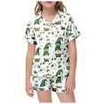 thumbnail image 1 of MIASHUI Pyjama de la Saint-Patrick pour Filles, Haut à Manches Courtes et Shorts, Ensemble 2 Pcs, Vert, 10-11 Ans, 1 of 4
