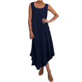 thumbnail image 1 of Yuyuzo Robe en Coton et Lin Grande Taille pour Femmes Sans Manches Robe Midi Décontractée Encolure Carrée Ourlet Irrégulier Robe d'Été, 1 of 4