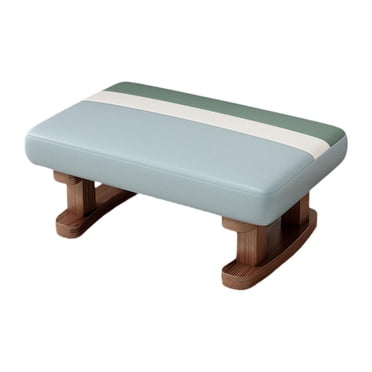 veasfak Repose-Pieds avec Pieds en Bois 41x30x18 cm Tabouret Rembourré pour Canapé Bureau de Salon Bleu Pâle