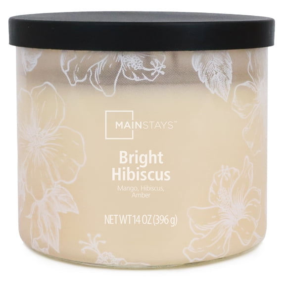 Bougie parfumée Mainstays à 3 mèches, enveloppée texturée Hibiscus, 14 oz
