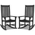 thumbnail image 1 of Gymax 2PCS Wood Rocking Chair Porch Rocker High Back Garden Seat Indoor Outdoor Black, 1 of 10