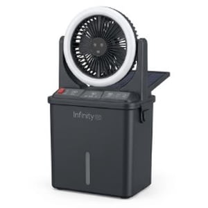 Infinity X1 Solar Misting Fan with 500-Lumen LED Light – Rechargeable Portable Outdoor Cooling Fan for Patio, Camping & Backyard