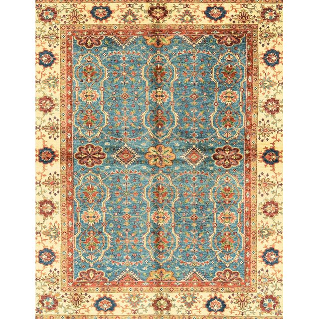 Ahgly Company Indoor Rectangle Abstract Ginger Brown Green Oriental Area Rugs, 4' x 6'