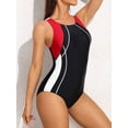 thumbnail image 3 of BeautyIn Women's One Piece Swimsuits Wide Shoulders Bathing Suit Color Blocked, 3 of 6
