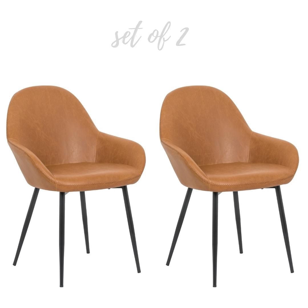 Fauteuil Ani, chaise bronzée, PU rembourré, ensemble de 2